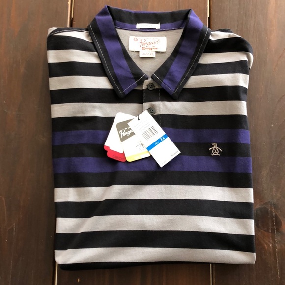 Men’s Original Penguin Striped Polo Shirt NWT - Picture 1 of 3
